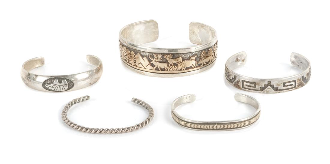 Five Southwestern Silver Bracelets Length of largest 7 (1 of 1)
