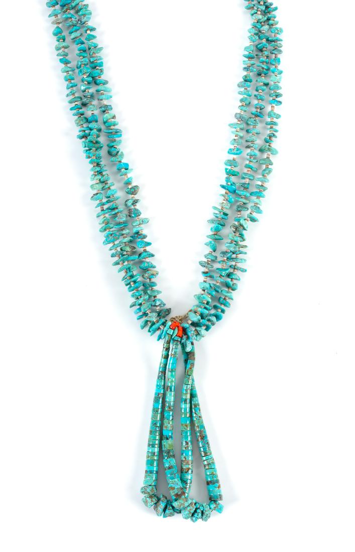 Southwestern Three Strand Turquoise Necklace with Jocla (1 of 1)