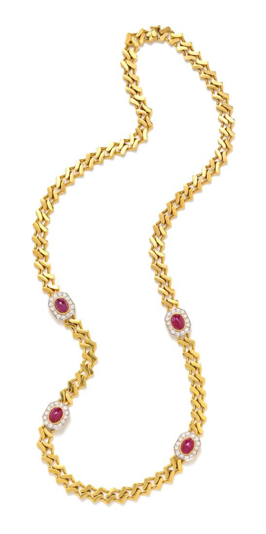 An 18 Karat Yellow Gold, Platinum, Ruby and Diamond (1 of 2)