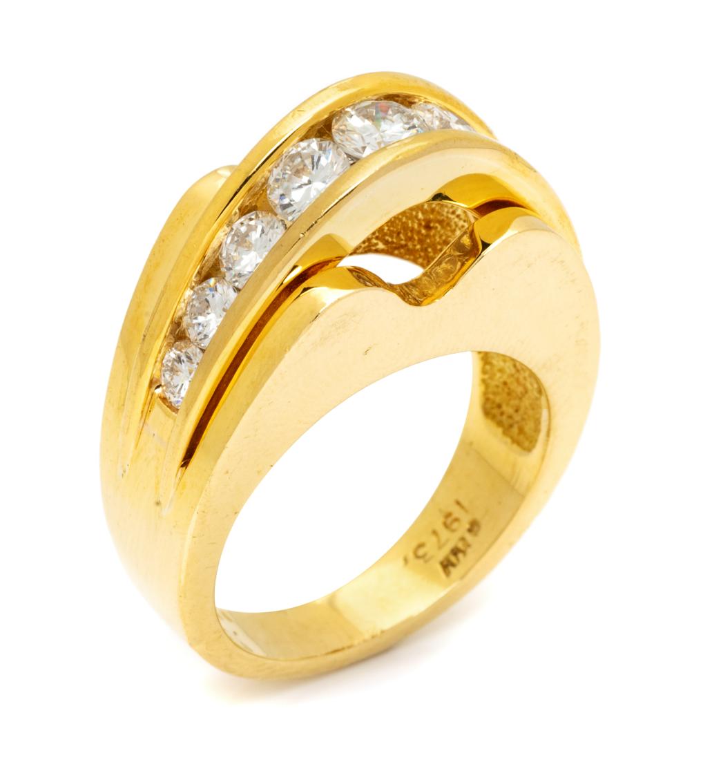An 18 Karat Yellow Gold, Platinum and Diamond Ring, (1 of 2)