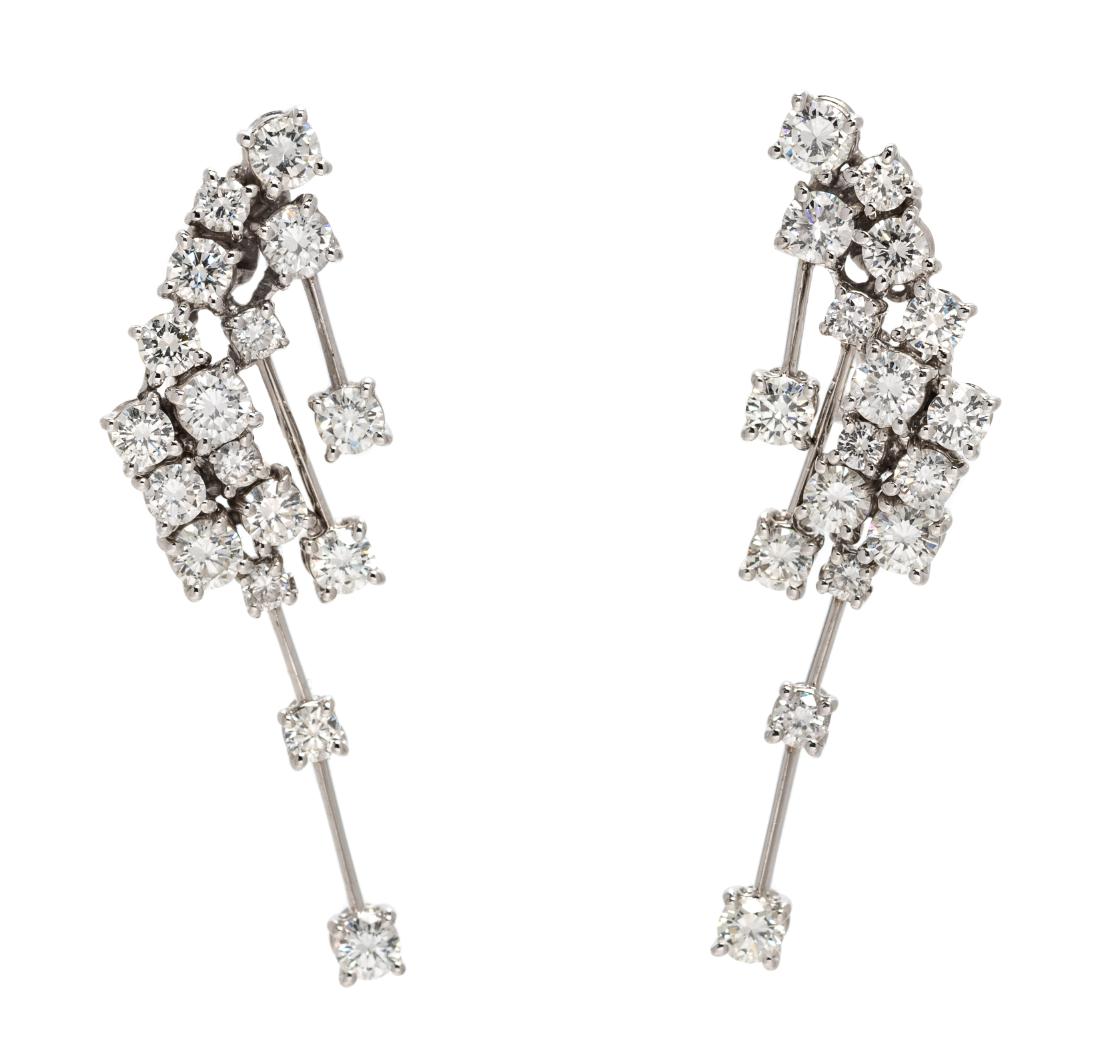 A Pair of Platinum and Diamond Earclips, Stefan Hafner, (1 of 1)