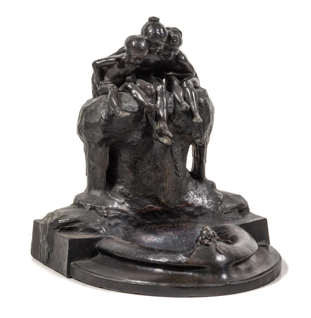* Max Blondat, (French, 1872-1926), Fontaine Jeunesse: * Max Blondat (French, 1872-1926) Fontaine Jeunesse ou fontaine aux grenouilles bronze inscribed Max Blondat and stamped with foundry mark on base Height: 15 inches. Estimate $1,000-2,000 Property