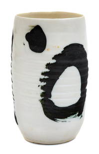 * Theaster Gates, (American, b. 1973), Untitled: * Theaster Gates (American, b. 1973) Untitled partially glazed ceramic inscribed tg (underside) Height: 6 1/2 inches. Estimate $3,000-5,000 Property from the Collection of Ms. Beverly Kirks, San F