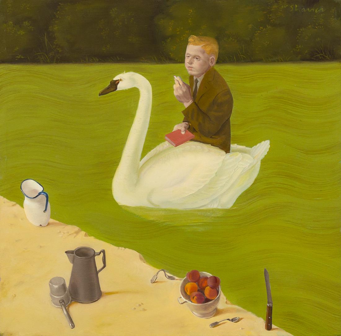 Honore Sharrer, (American, 1920-2009), Poet in Swan (1 of 1)