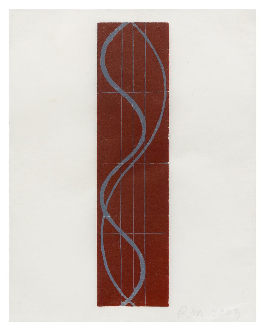 Robert Mangold, (American, b. 1937), Untitled (Greeting: Robert Mangold (American, b. 1937) Untitled (Greeting Card 3), 2003 woodcut initialed and dated in pencil 6 x 1 1/2 inches. Estimate $1,000-1,500 accompanied by a handwritten letter from the artis