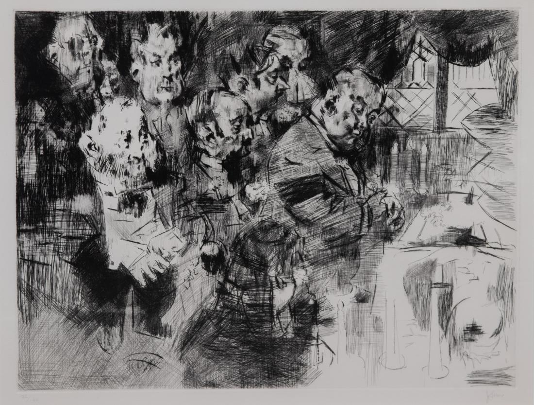 Jack Levine, (American, 1915-2010), Gangster's Funeral: Jack Levine (American, 1915-2010) Gangster's Funeral drypoint and engraving signed and numbered 26/120 in pencil (lower margin) 19 1/4 x 25 3/8 inches Estimate $800-1,200