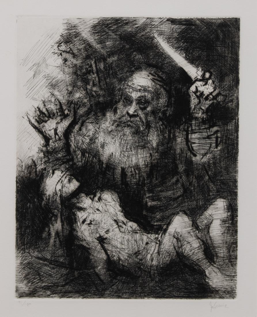 Jack Levine, (American, 1915-2010), Sacrifice of Isaac,: Jack Levine (American, 1915-2010) Sacrifice of Isaac, 1974 drypoint, etching and engraving signed and numbered 91/100 13 5/8 x 10 5/8 inches. Estimate $200-300 Midtown Payson Galleries, New York, NY <