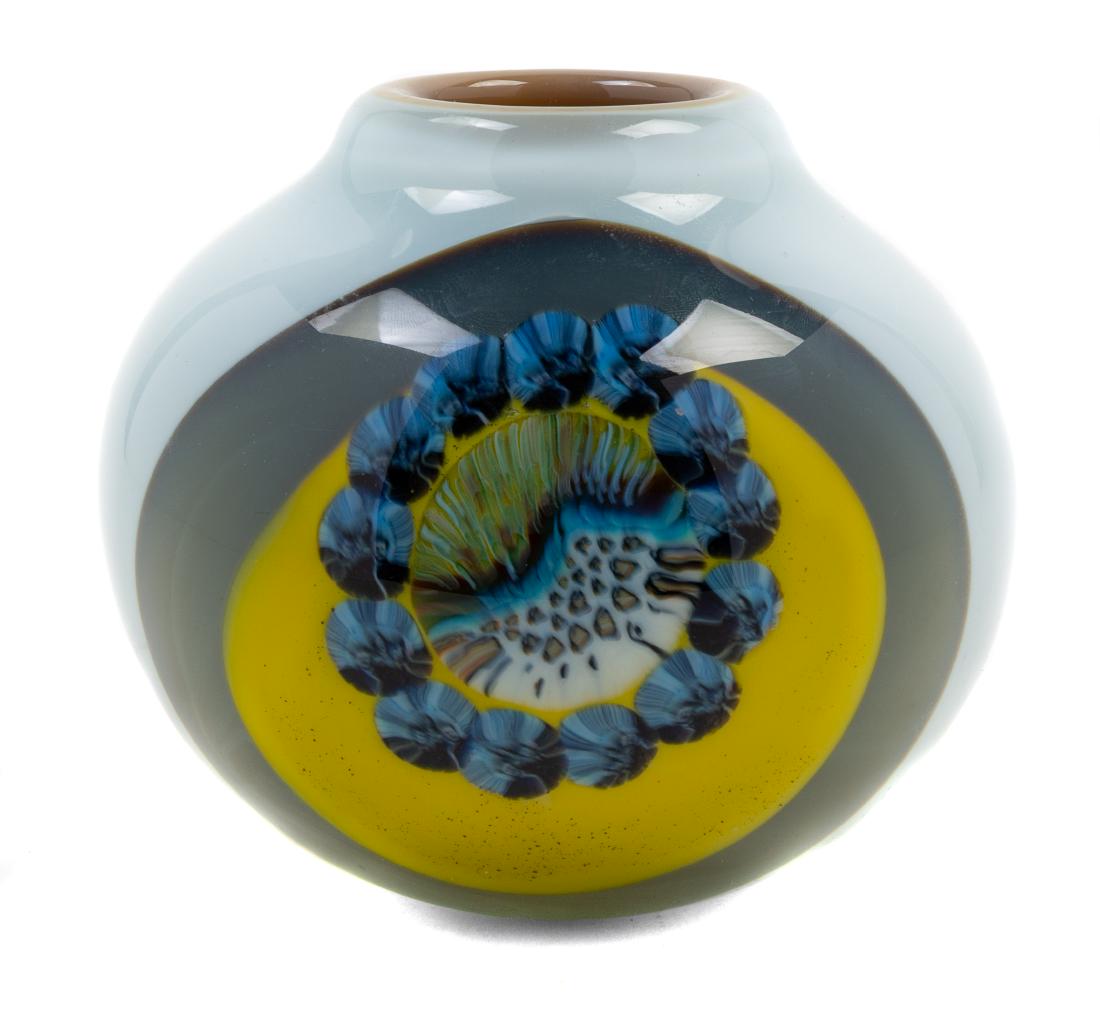 Richard Ritter, (American, b. 1940), Untitled Vessl: Untitled Vessl (Family Portrait) Richard Ritter, (American, b. 1940), blown glass, etched Richard Q Ritter to lower edge, Height 5 1/2 x diameter 6 inches