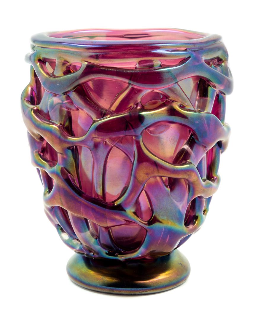 Mark Peiser, (American, b. 1938), Spaghetti Bowl, 1977: Spaghetti Bowl, 1977 Mark Peiser, (American, b. 1938), blown glass, etched MARK PEISER 1977 to lower edge, Height 7 1/4 x diameter 5 1/3 inches