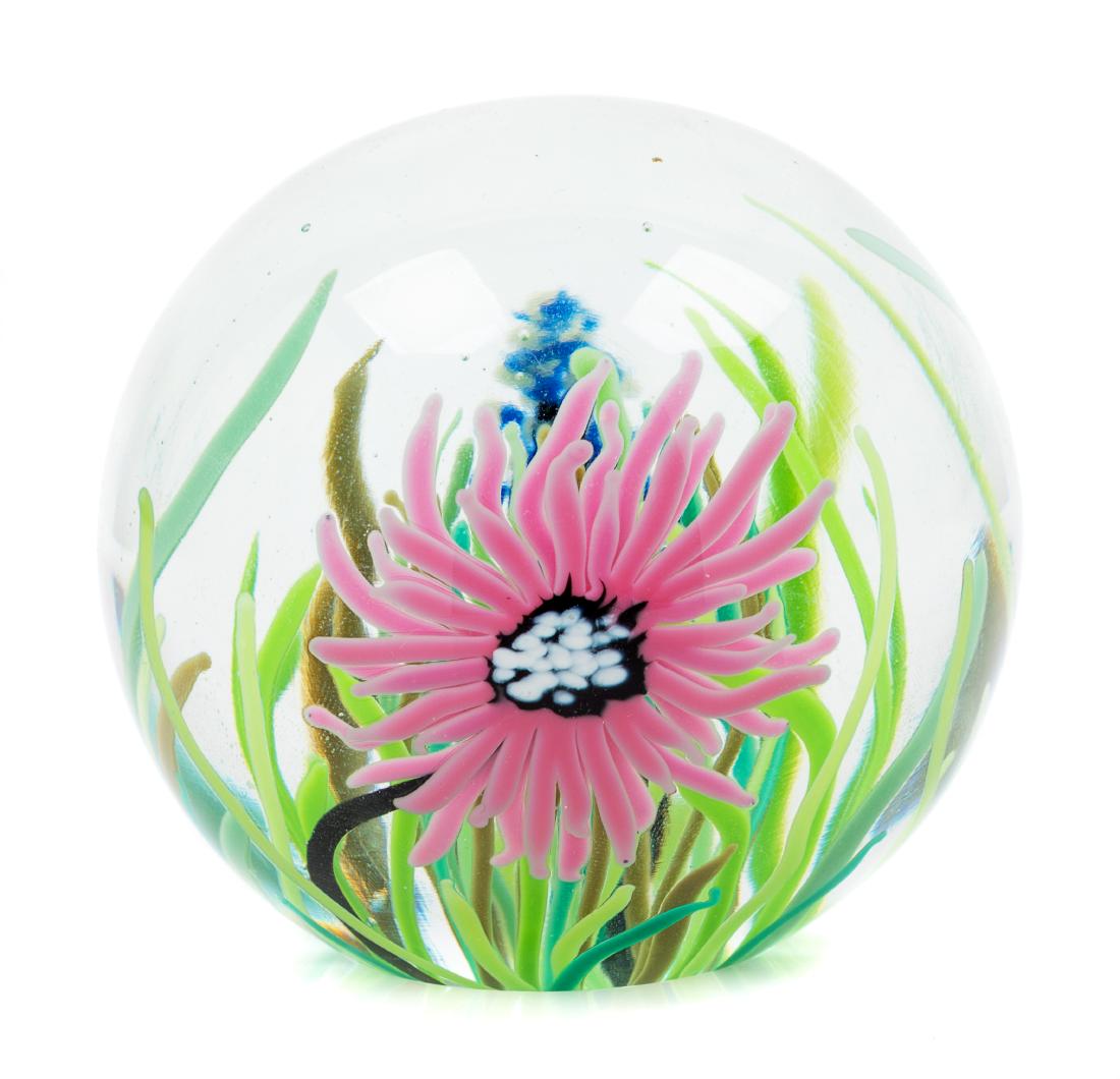 David R Huchthausen, (American, b. 1951), Mikropa Plant: Mikropa Plant Life Paperweight Sculpture David R Huchthausen, (American, b. 1951), blown glass, etched Mikropa 1979 David R Huchthausen FWAP, Height 3 inches x diameter 3 inches