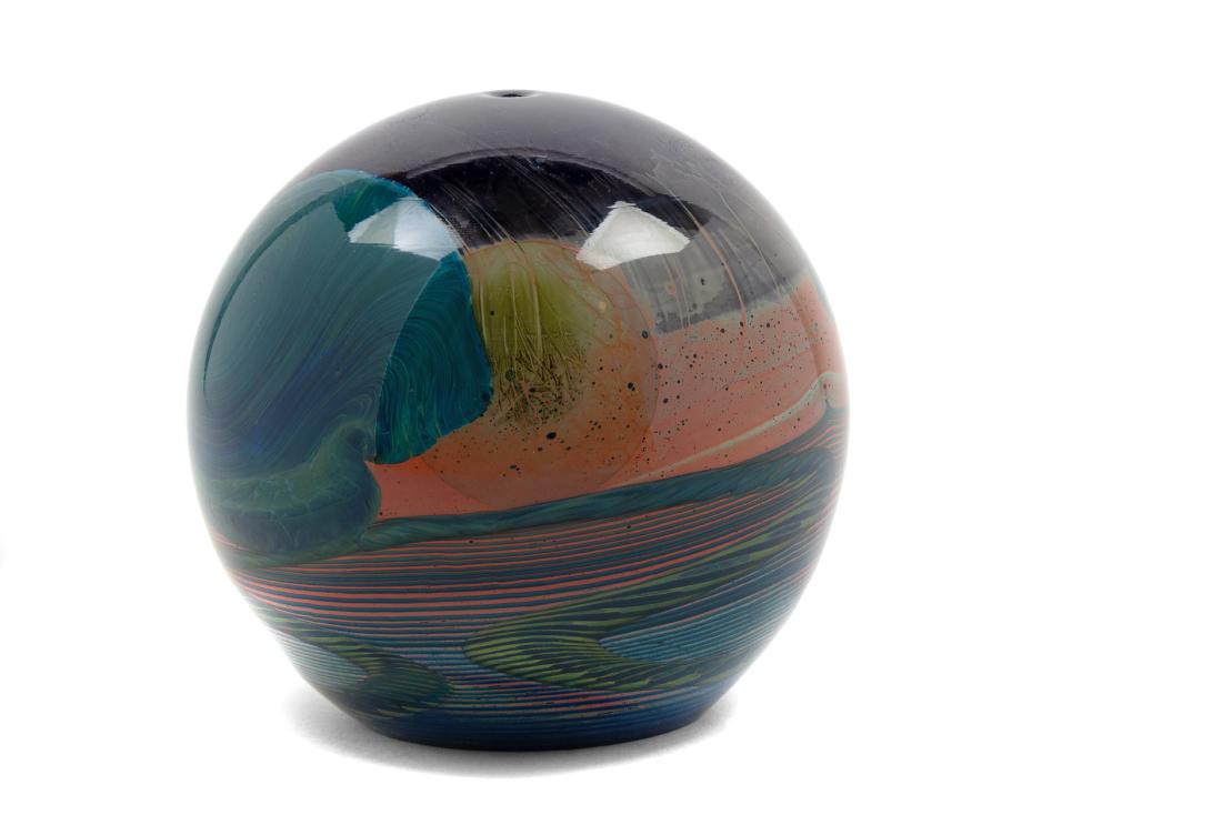 John Lewis, (American, b. 1942), Seascape Vessel, 1975: Seascape Vessel, 1975 John Lewis, (American, b. 1942), blown glass, etched Lewis '75 to underside, Height 6 x diameter 5 1/2 inches