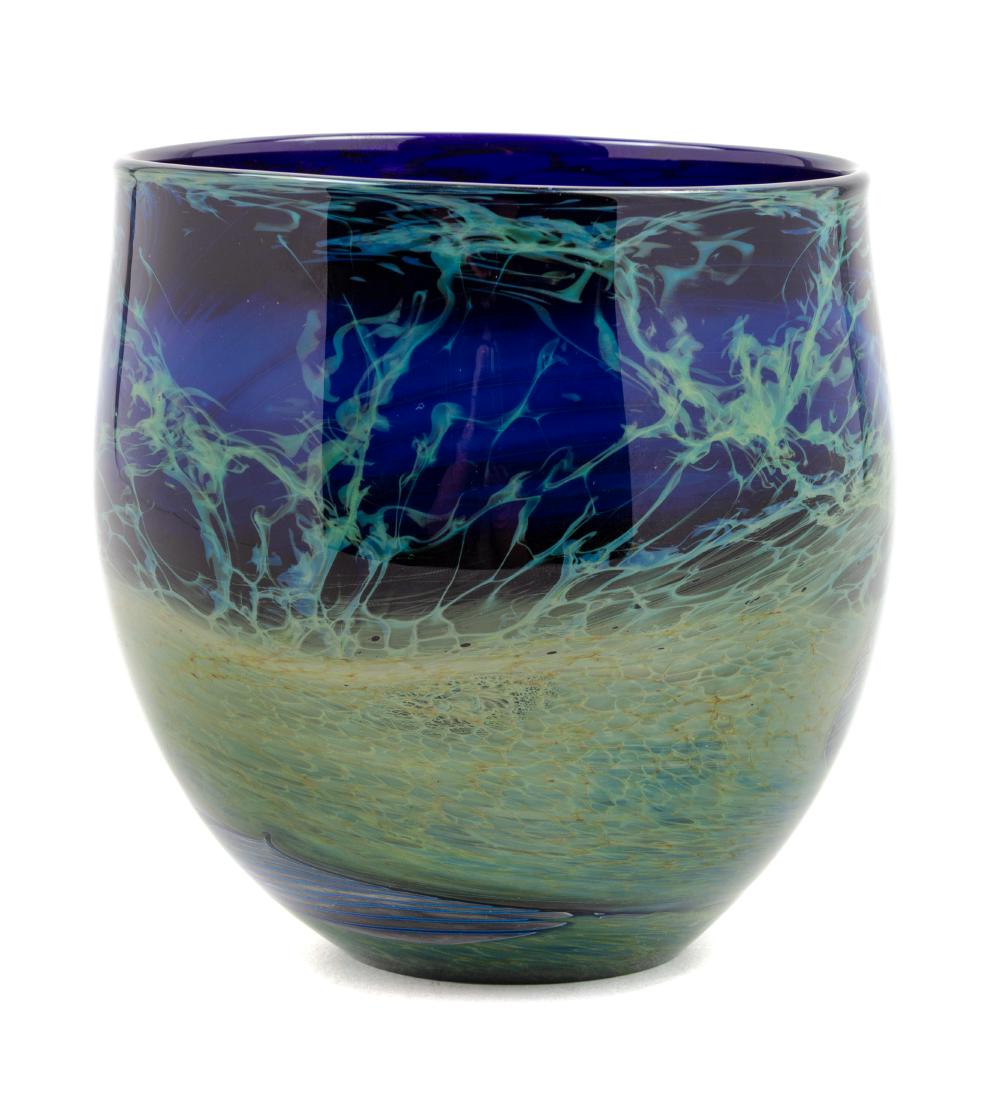 John Lewis, (American, b. 1942), Moon Bowl, 1975: Moon Bowl, 1975 John Lewis, (American, b. 1942), blown glass, etched Lewis 1975 to underside, Height 6 x diameter 6 1/3 inches