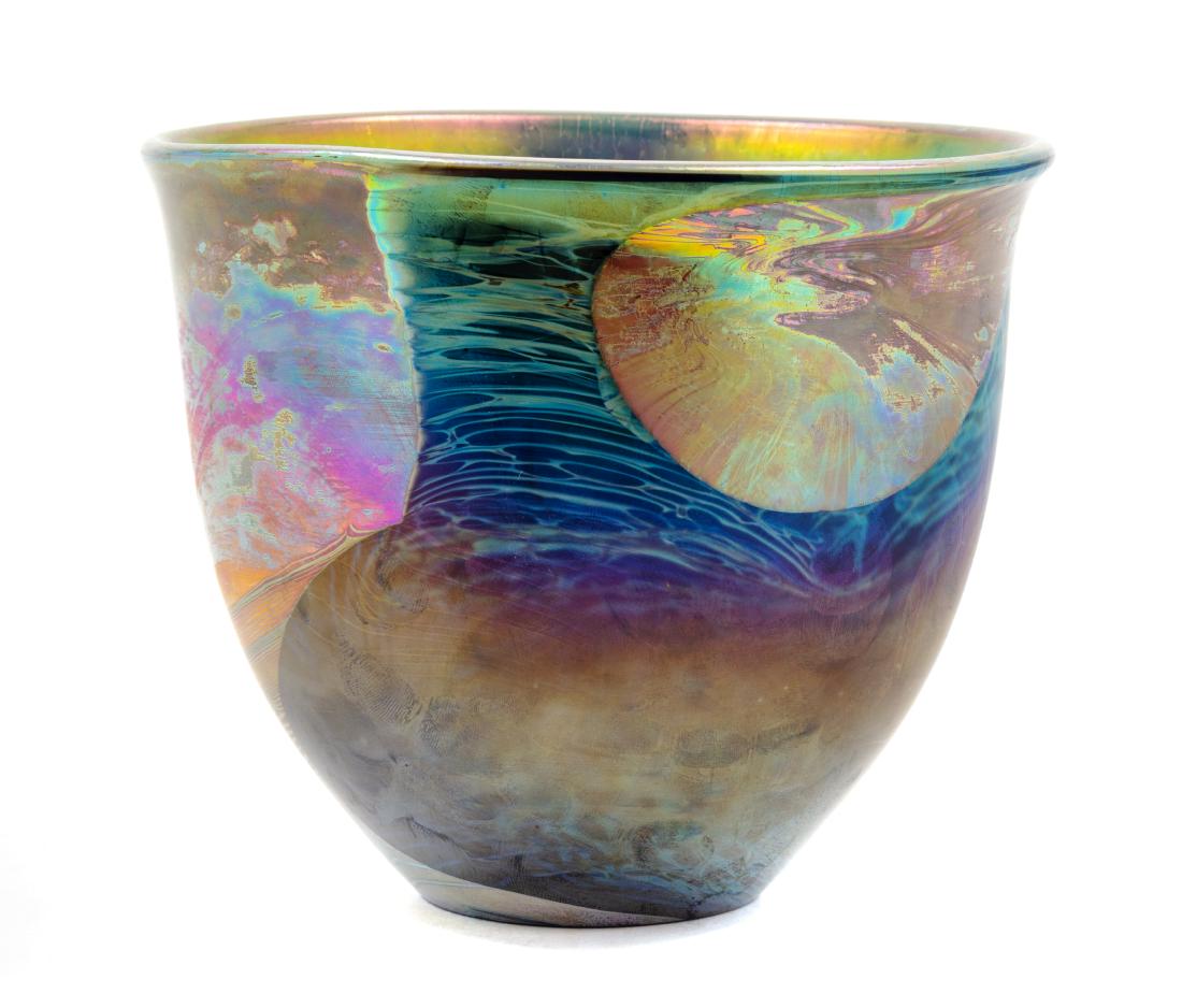 John Lewis, (American, b. 1942), Moon Bowl, 1974: Moon Bowl, 1974 John Lewis, (American, b. 1942), blown glass, etched Lewis '74 to underside, Height 5 x diameter 4 1/3 inches