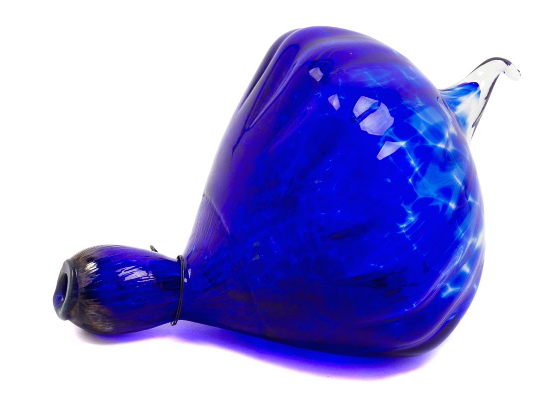 Dale Chihuly, (American, b. 1941), Blue Squash Form: Blue Squash Form Hanging Sculpture Pilchuck 25th Anniversary Ariel Addition Edition 38/400 Dale Chihuly, (American, b. 1941), blown glass, steel wire, etched PILCHUCK XXV 38/400 Chihuly to underside, 
