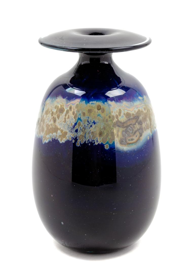Kent Ipsen, (American, 1933-2012), Untitled Vessel,: Untitled Vessel, 1975 Kent Ipsen, (American, 1933-2012), blown glass, etched Kent J Ispen 1975 to lower edge, Height 9 1/4 x diameter 5 1/2 inches