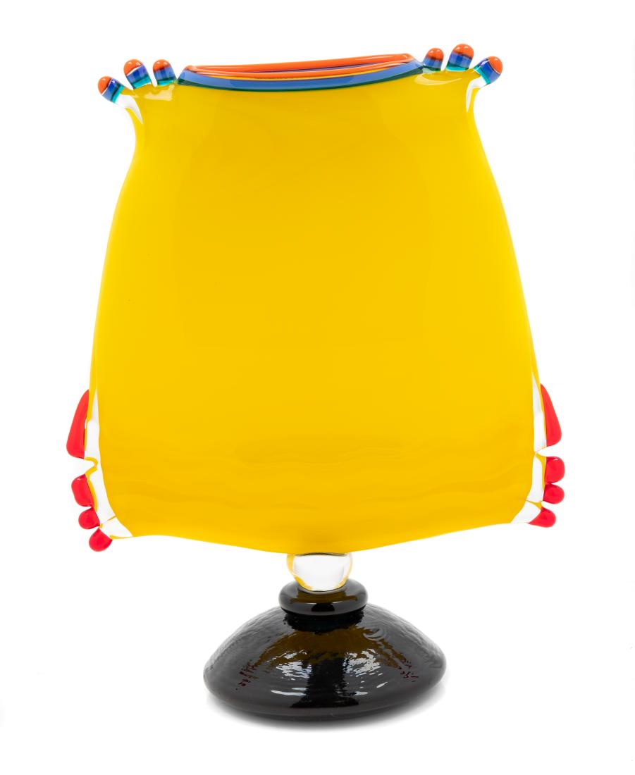 Peter Secrest, (American, 20th Century), Vessel: Vessel Peter Secrest, (American, 20th Century), blown glass, etched Peter Secrest 1993 to underside, Height 9 1/2 x width 7 1/2 x depth 3 3/4 inches