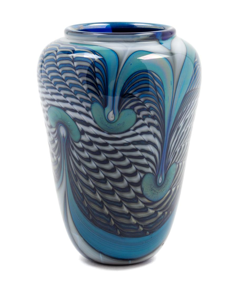 Randy Strong, (American, 20th Century), Vessel, 1975: Vessel, 1975 Randy Strong, (American, 20th Century), blown glass, etched R Strong '75 to underside, Height 6 x diameter 4 inches