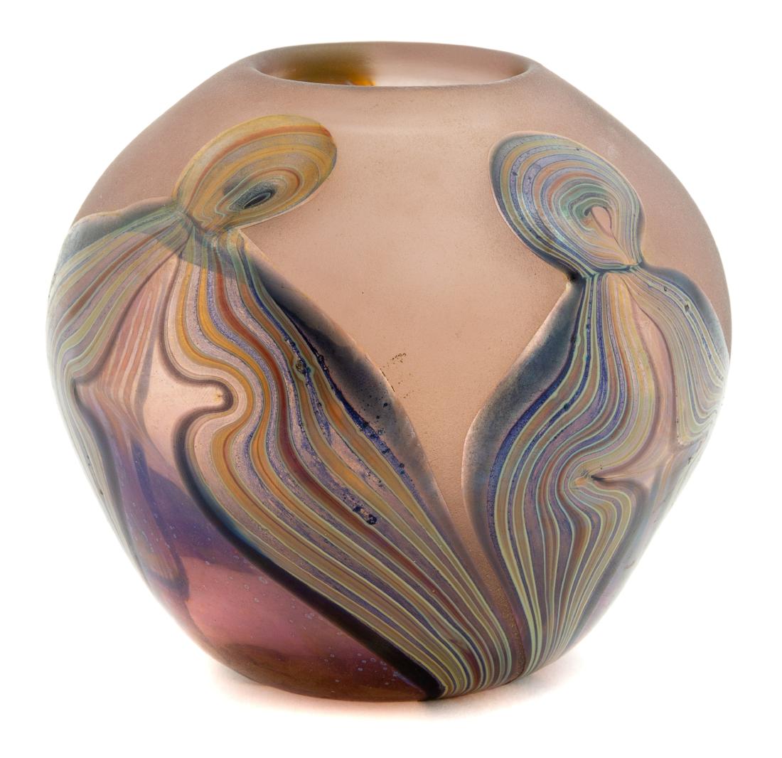 Mel Munsen, (American, b. 1946), Vessel, 1973: Vessel, 1973 Mel Munsen, (American, b. 1946), blown glass, etched MUNSEN 1973 to underside, Height 4 1/2 x diameter 5 inches