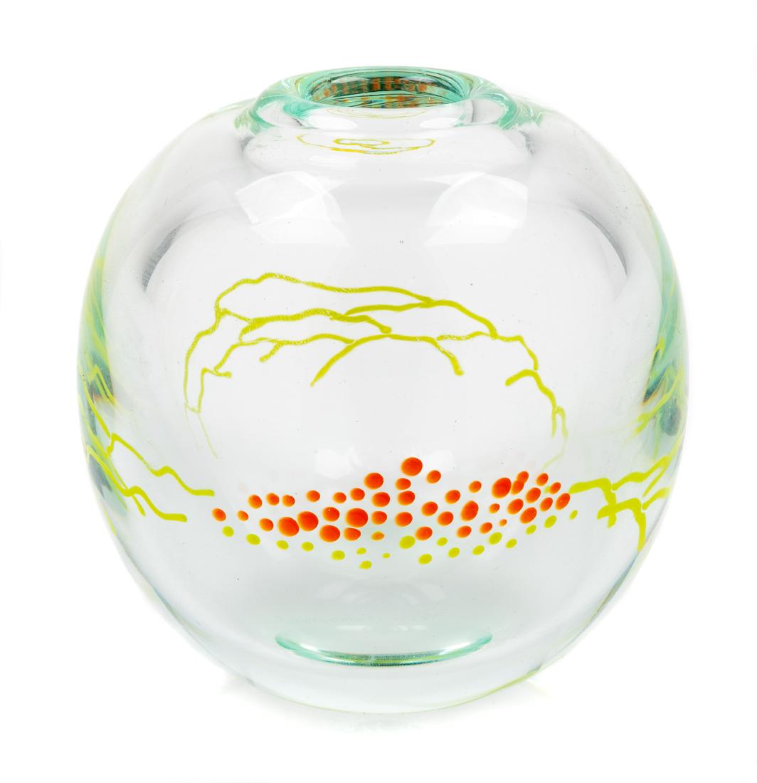 Dale Brownscombe, (American, b. 1945), Vase: Vase Dale Brownscombe, (American, b. 1945), blown glass, etched Dale Brownscombe 1980 to underside, Height 4 1/4 x diameter 4 inches