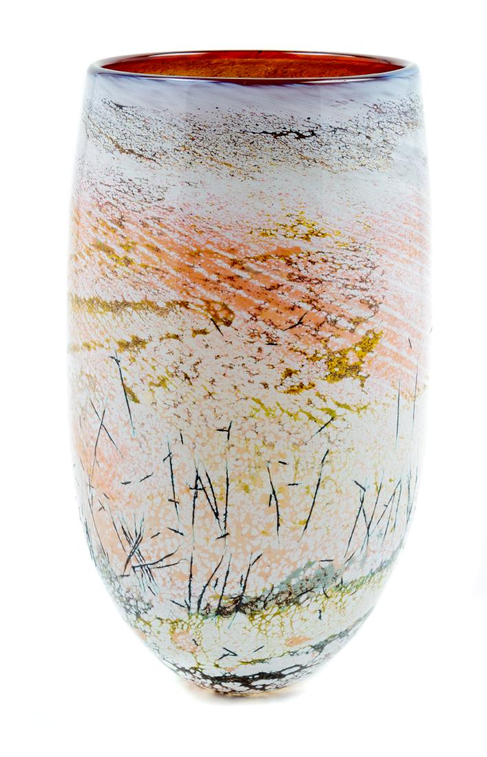 Susan 'Sue' Rankin, (Canadian, b. 1959), Vessel, 1989: Vessel, 1989 Susan 'Sue' Rankin, (Canadian, b. 1959), blown glass, etched Susan Rankin '89 to underside, Height 10 1/2 x diameter 6 inches