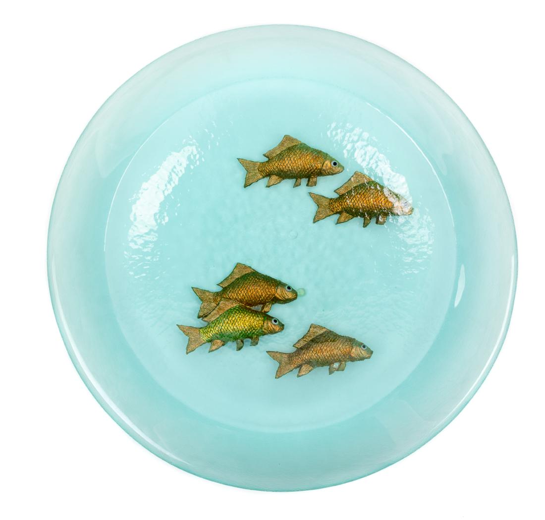 George Whitfield Bucquet, (American, b. 1954), Celadon: Celadon Fish George Whitfield Bucquet, (American, b. 1954), blown and sanded glass, Diameter
