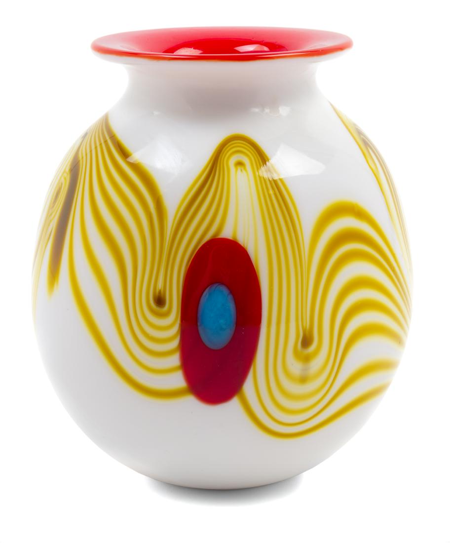 Daniel Edler, (American, 20th Century), Vase, 1973: Vase, 1973 Daniel Edler, (American, 20th Century), blown glass, etched Daniel Edler 73 to lower edge, Height 8 3/8 x diameter 6 inches