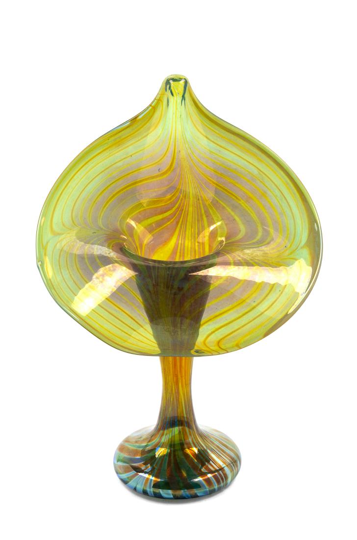 Rick Strini, (American, 20th Century), Vessel, 1975: Vessel, 1975 Rick Strini, (American, 20th Century), blown glass, etched R Strini 4-75 to underside, Height 11 1/4 x width 7 1/2 inches
