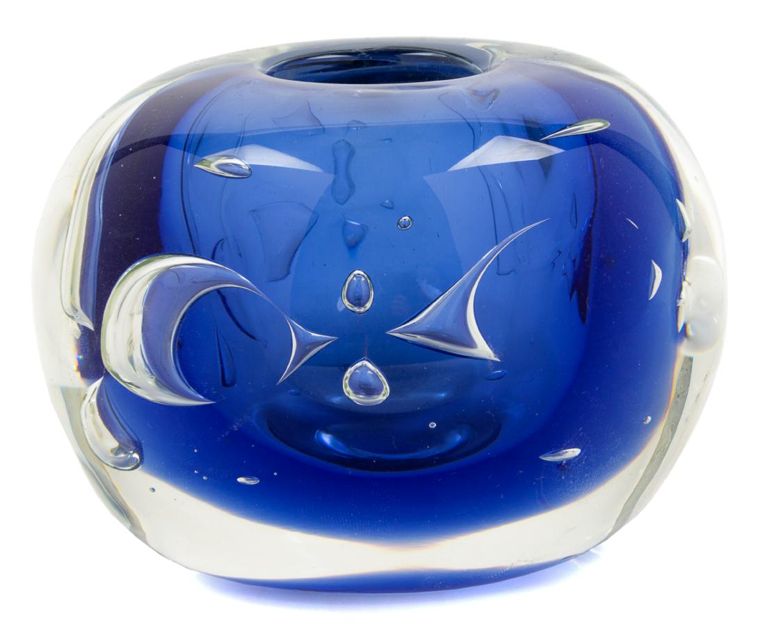 Dominick Labino, (American, 1910-1987), Aerial, 1982: Aerial, 1982 Dominick Labino, (American, 1910-1987), blown glass, etched Labino 10-1982 to underside, Height 3 x diameter 4 inches