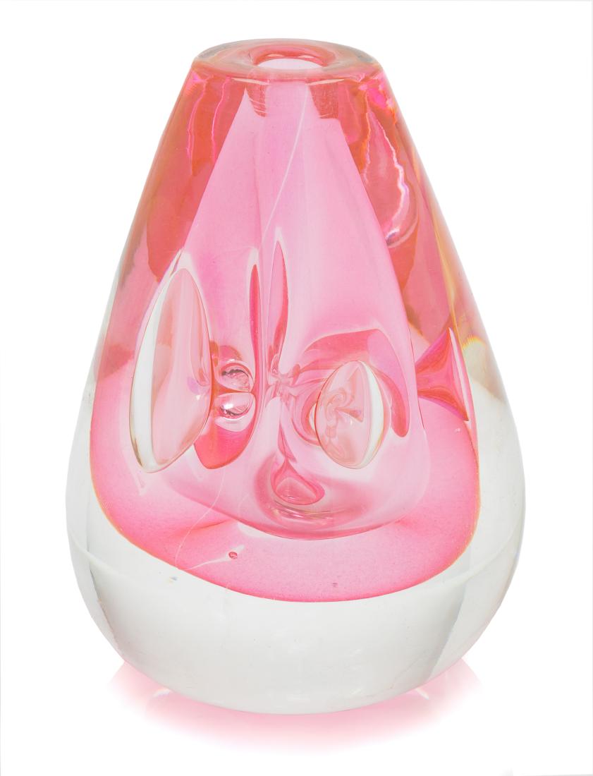 Dominick Labino, (American, 1910-1987), Vase: Vase Dominick Labino, (American, 1910-1987), blown glass, etched Labino 8-1976 to underside, Height 5 x diameter 4 3/4 inches