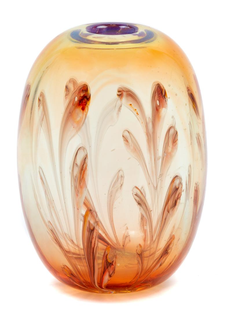Dominick Labino, (American, 1910-1987), Vase: Vase Dominick Labino, (American, 1910-1987), blown glass, etched Labino 11-1979 to underside, Height 5 1/2 x diameter 4 inches