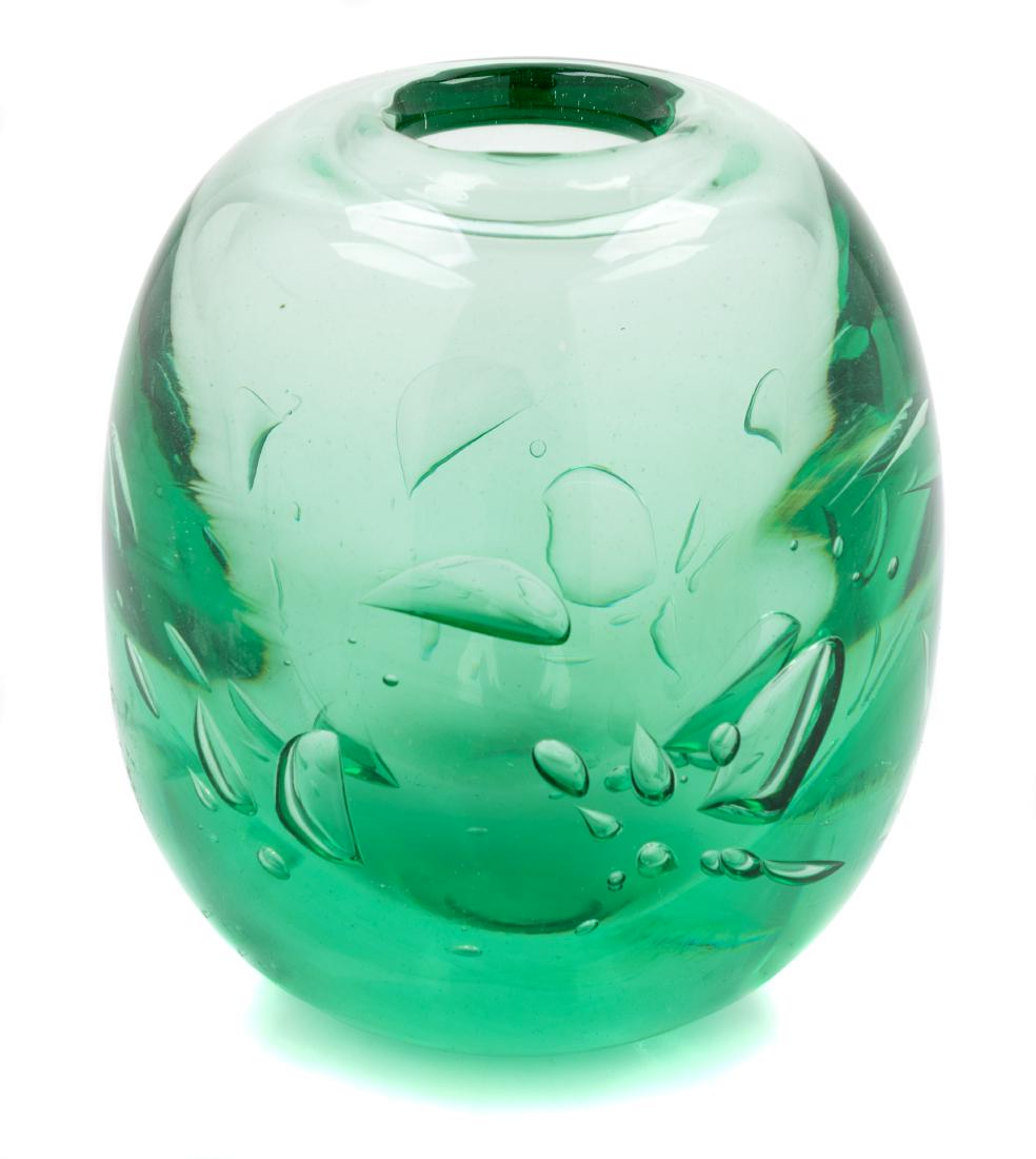 Dominick Labino, (American, 1910-1987), Vase: Vase Dominick Labino, (American, 1910-1987), blown glass, etched Labino 7-1972 to underside, Height 5 x diameter 4 1/2 inches