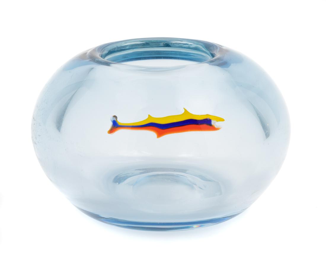 Dominick Labino, (American, 1910-1987), Vase: Vase Dominick Labino, (American, 1910-1987), blown glass, etched Labino 6-1979 to underside, Height 3 x diameter 4 1/2 inches