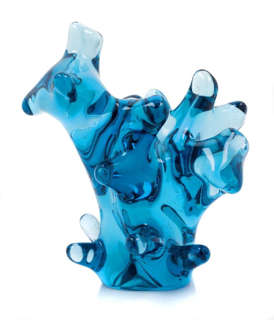 Dominick Labino, (American, 1910-1987), Sculpture: Sculpture Dominick Labino, (American, 1910-1987), blown glass, etched Labino 1-1976 to underside, Height 5 3/4 x width 4 1/4 x depth 4 inches