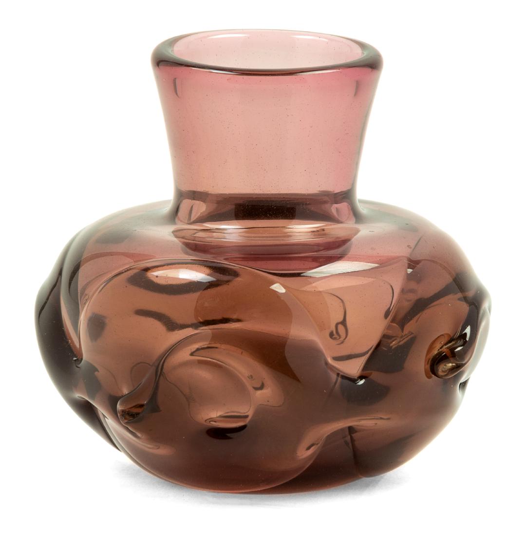 Dominick Labino, (American, 1910-1987), Vase: Vase Dominick Labino, (American, 1910-1987), blown glass, etched Labino 10-1974 to underside, Height 4 1/2 x diameter 4 1/2 inches