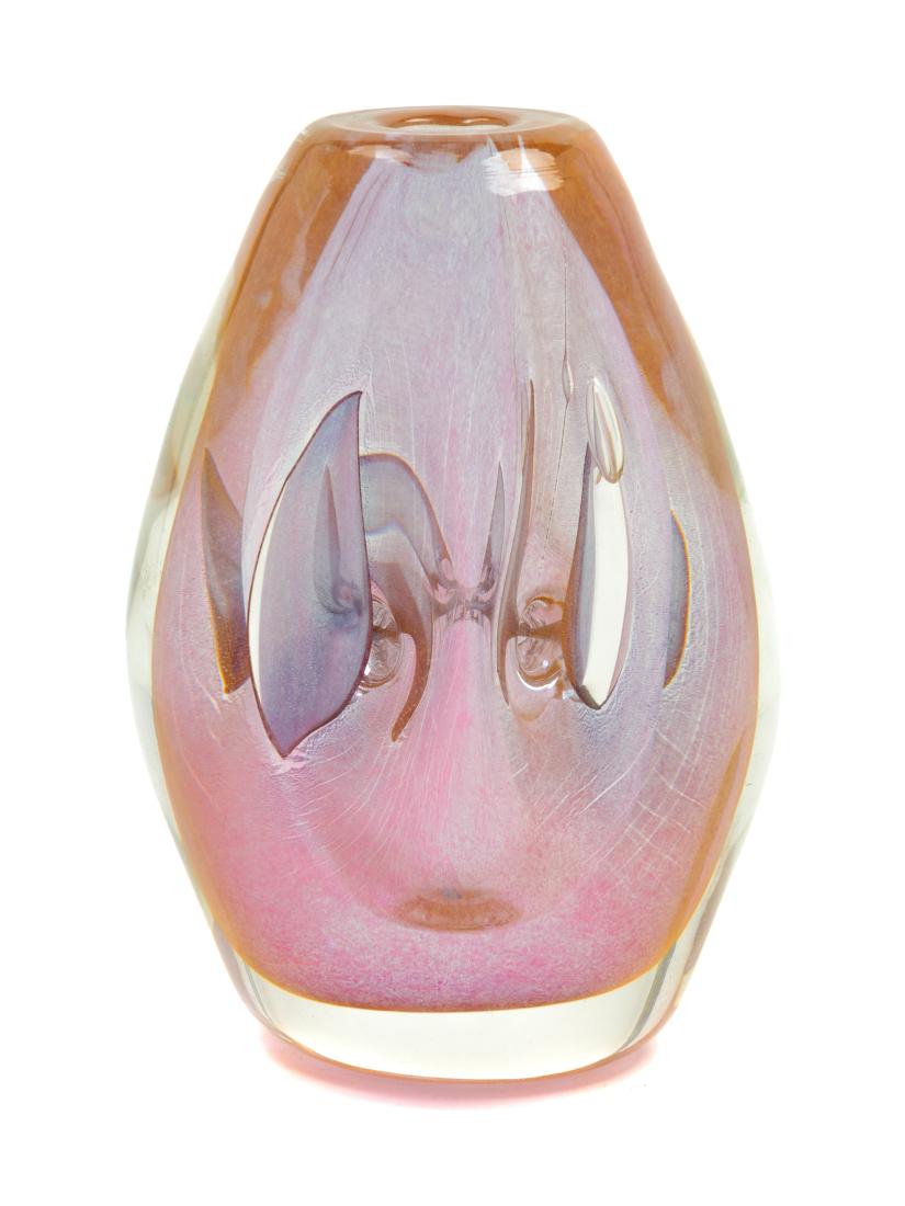 Dominick Labino, (American, 1910-1987), Untitled Vessel: Untitled Vessel Dominick Labino, (American, 1910-1987), blown glass, etched Labino 11-1979 to underside, Height 4 1/2 x diameter 3 1/4 inches