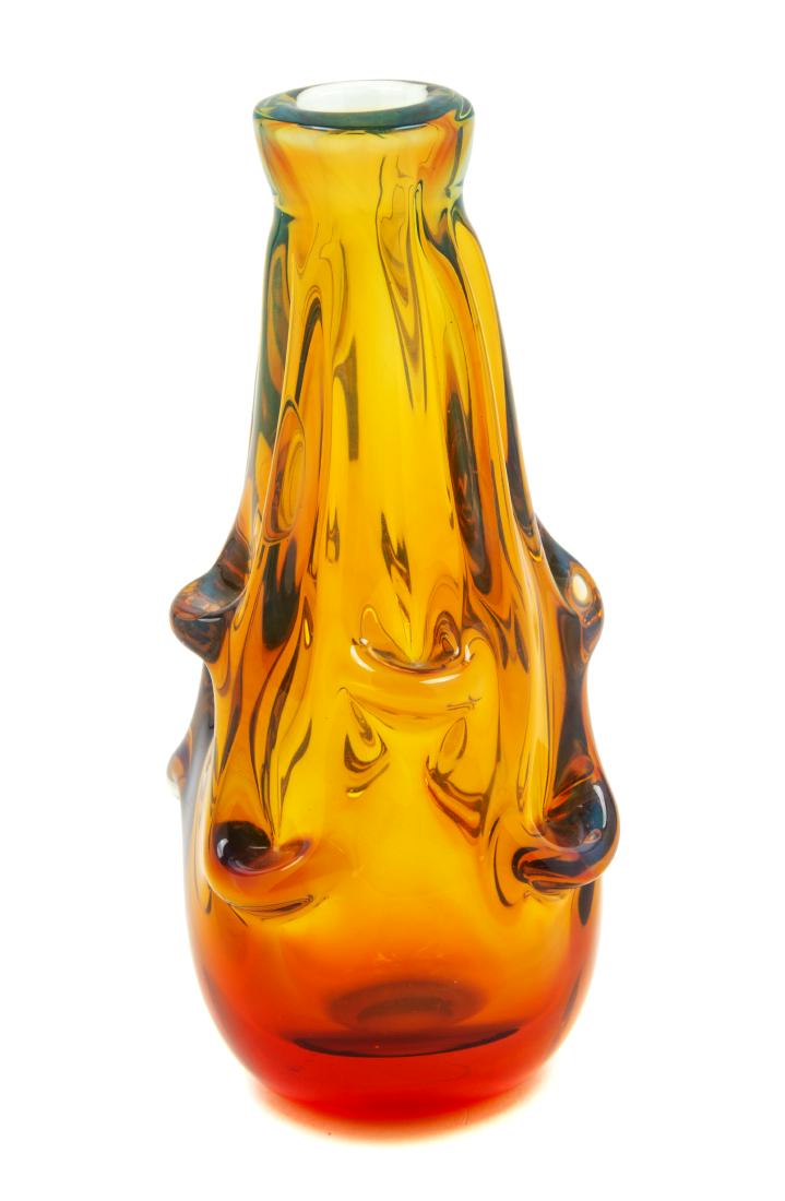 Dominick Labino, (American, 1910-1987), Untitled: Untitled Vessel, 1974 Dominick Labino, (American, 1910-1987), blown glass, etched Labino 1974 to underside, Height 6 1/3 x diameter 3 inches