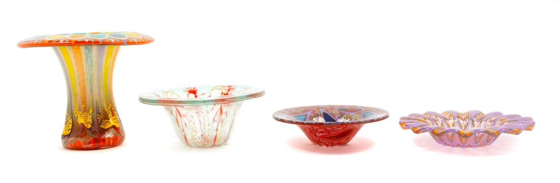 Michael and Frances Higgins, (American, 1908-1999 |: Collection of Four Works Michael and Frances Higgins, (American, 1908-1999 | 1912-2004), glass, each element signed higgins, Height of tallest 6 1/2 inches