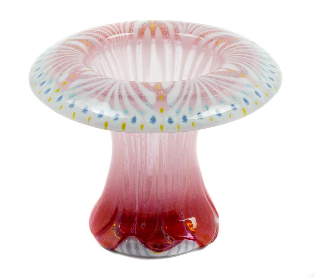 Michael and Frances Higgins, (American, 1908-1999 |: Untitled Vessel, 1979 Michael and Frances Higgins, (American, 1908-1999 | 1912-2004), blown glass, etched Higgins, Height 4 1/3 x diameter 5 1/3 inches