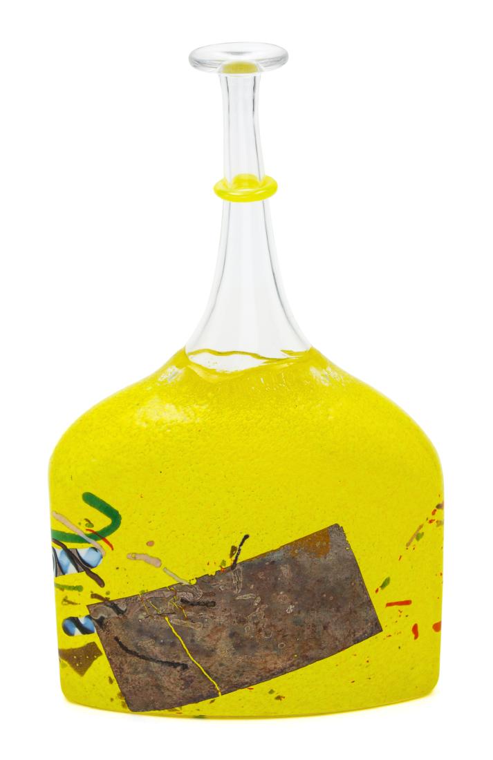 Bertil Vallien, (Swedish, b. 1938), Bottle Kosta Boda,: Bottle Kosta Boda, Sweden Bertil Vallien, (Swedish, b. 1938), blown and fused glass, etched signature to underside, Height 9 3/8 inches