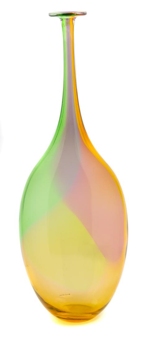Kjell Engman, (Swedish, b. 1946), Fidji Bottle Kosta: Fidji Bottle Kosta Boda, Sweden Kjell Engman, (Swedish, b. 1946), blown glass, etched Kosta Boda K Engman 48840 to underside, Height 18 1/4 x width 6 1/2 x depth 4 1/2 inches