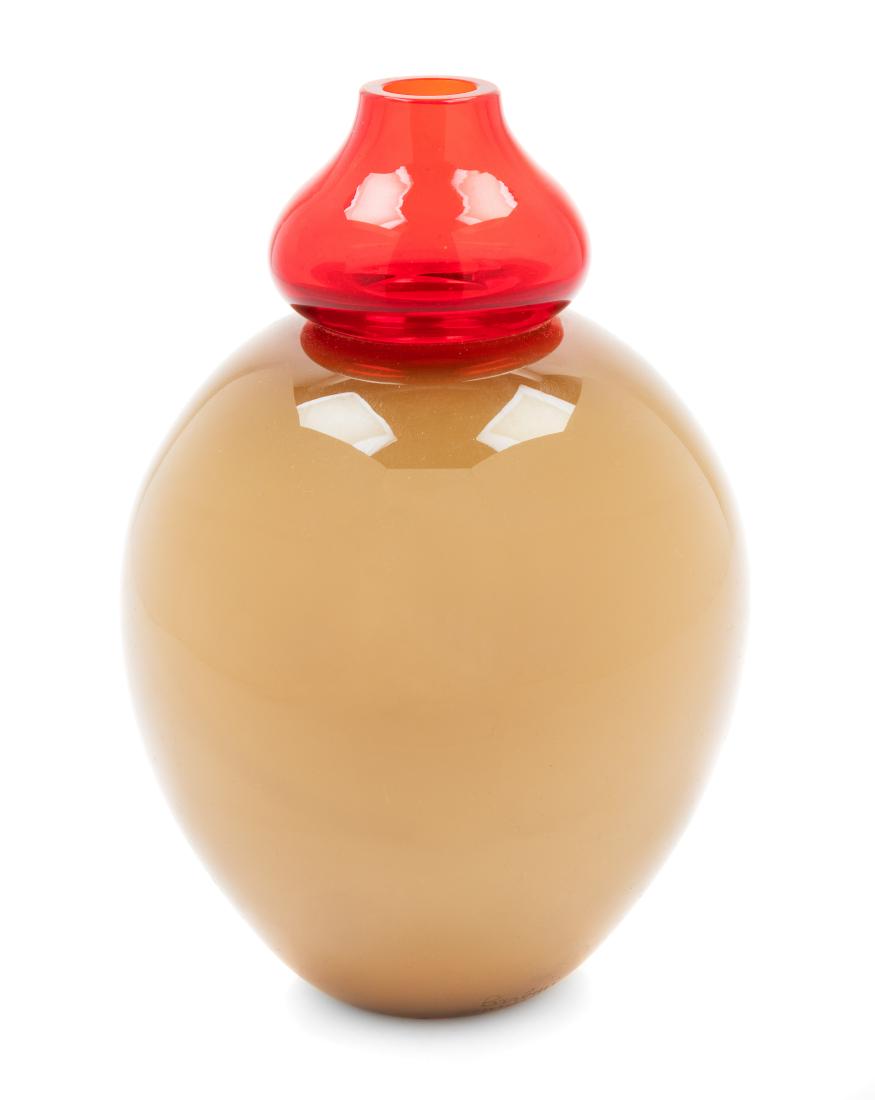 Alfredo Barbini, (Italian, 1912-2007), Vase Oggetti, c.: Vase Oggetti, c. 1980's Alfredo Barbini, (Italian, 1912-2007), blown glass, etched Barbini Murano to underside, Height 8 1/2 x diameter 5 inches