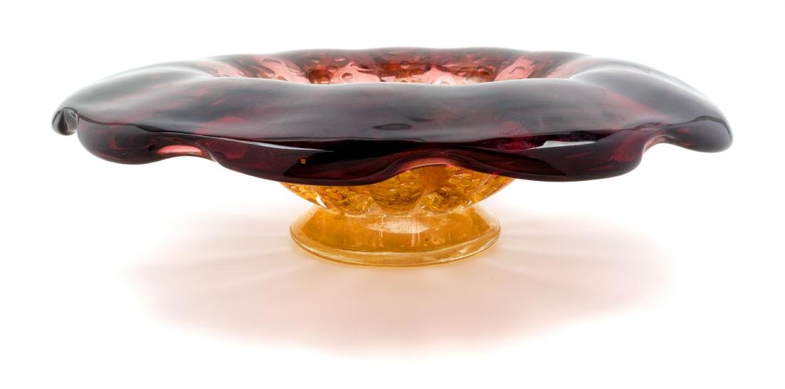 Barovier and Toso, Attribution, Italy, Mid 20th: Large Footed Bowl, Murano Barovier and Toso, Attribution, Italy, Mid 20th Century, blown glass, Height 3 1/2 x diameter 13 1/2 inches