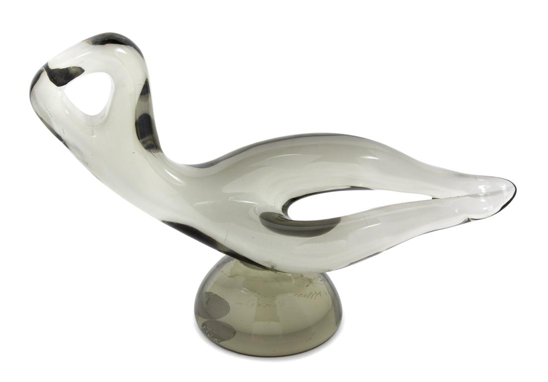 Livio Seguso, (Italian, b. 1930), Abstract Reclining: Abstract Reclining Figure Livio Seguso, (Italian, b. 1930), blown glass, etched signiture to underside, Height 15 x width 8 1/2 x depth 4 inches
