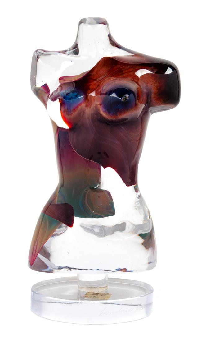 Loredano Rosin, (Italian, 1936-1991), Afrodite /: Afrodite / Aphrodite, Late 20th Century Loredano Rosin, (Italian, 1936-1991), hand-sculpted crystal and Chalcedony glass, etched signature with paper labels, Height 12 1/2 x width 6 1/2 x depth 4 inch