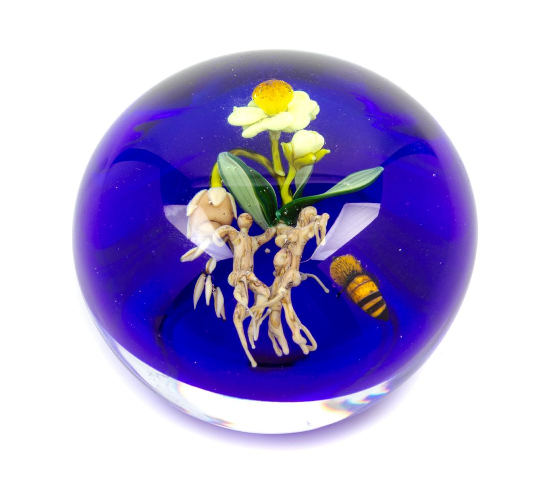 Paul Stankard, (American, b. 1943), Paperweight (A18): Paperweight (A18) Paul Stankard, (American, b. 1943), blown and hot worked glass, etched Paul Stankard A18 '91 to underside, Height 2 x diameter 3 inches