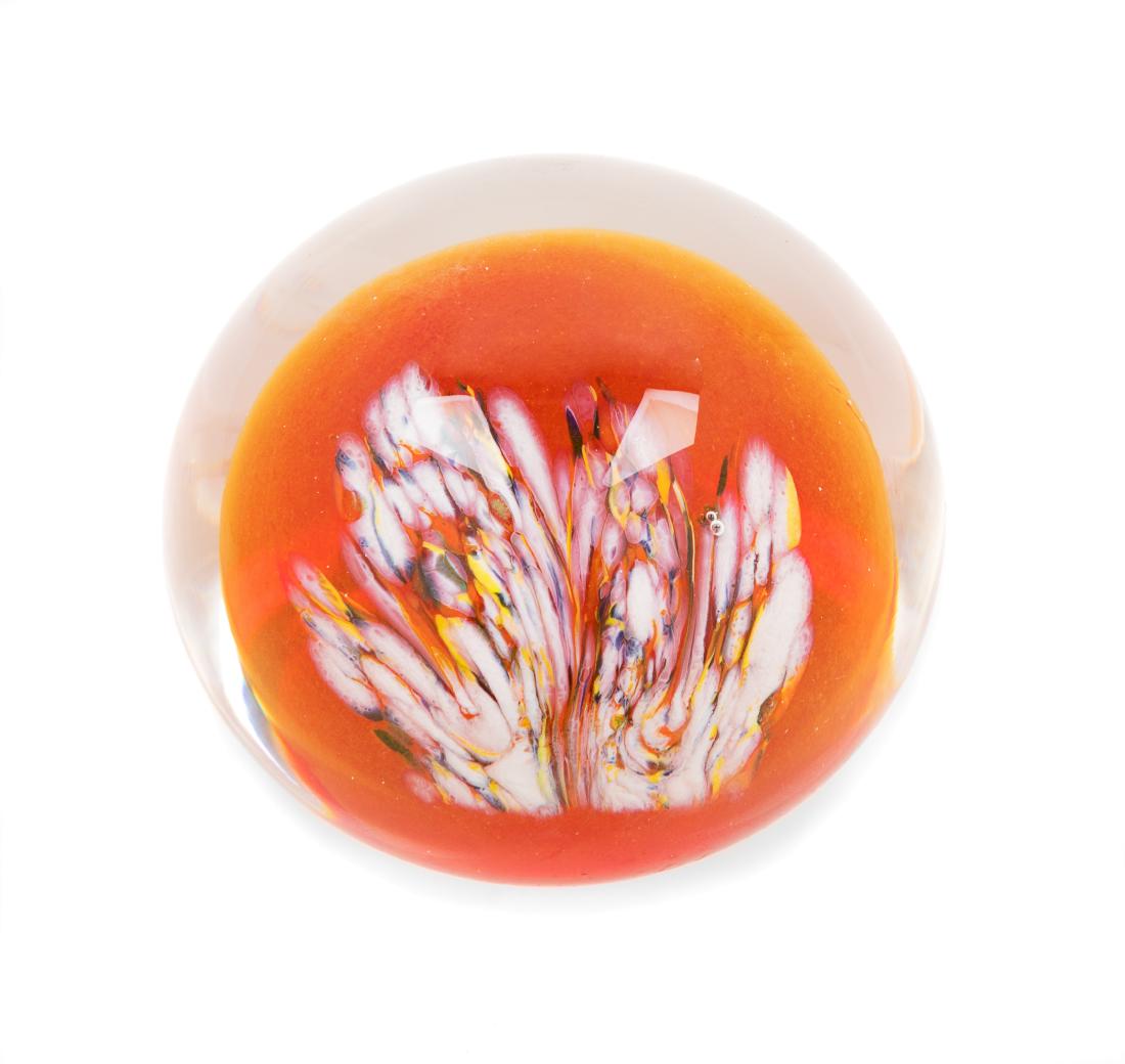 Dominick Labino, (American, 1910-1987), Paperweight: Paperweight Dominick Labino, (American, 1910-1987), blown glass, etched Labino 6-1976 to lower edge, Height 1 3/4 x diameter 2 1/2 inches