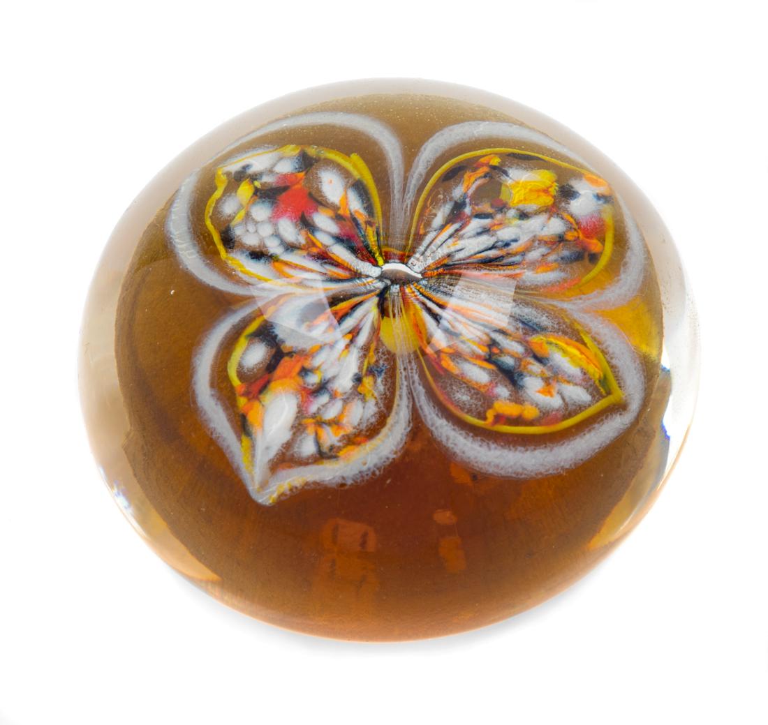 Dominick Labino, (American, 1910-1987), Paperweight: Paperweight Dominick Labino, (American, 1910-1987), hand-blown glass, etched Labino 2-1977 to lower edge, Height 2 inches x diameter 2 3/4 inches