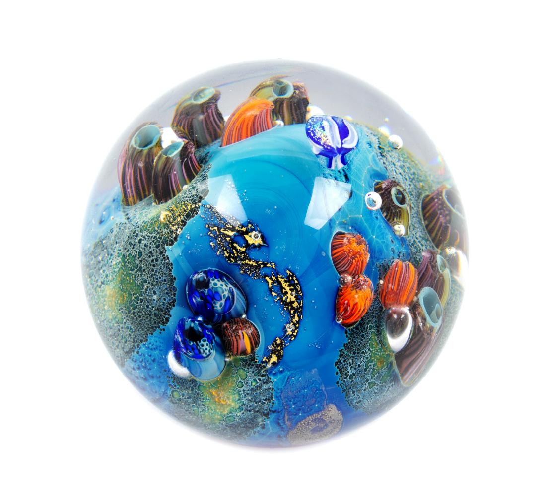 Josh Simpson, (American, b. 1949), Paperweight: Paperweight Josh Simpson, (American, b. 1949), blown glass, etched Simpson 7.80.06 to underside, Height 2 3/4 x diameter 3 inches