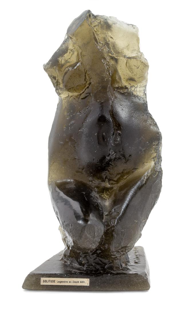 Maurice Louis Legendre, (French, b. 1928), Solitude: Solitude Pate-De-Verre Sculpture Daum, Late 20th Century Edition 133 of 250 Maurice Louis Legendre, (French, b. 1928), glass, applied manufacturers steel plaque and stamped in glass M Legendre 133/250