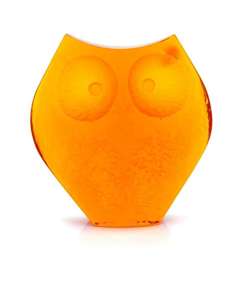 Jan Cerny, (Czech, 1907-1978), Owl Paperweight: Owl Paperweight Sculpture Jan Cerny, (Czech, 1907-1978), cast glass, etched JAN CERNY to underside, Height 4 3/4 x width 4 1/2 x depth 1 1/2 inches